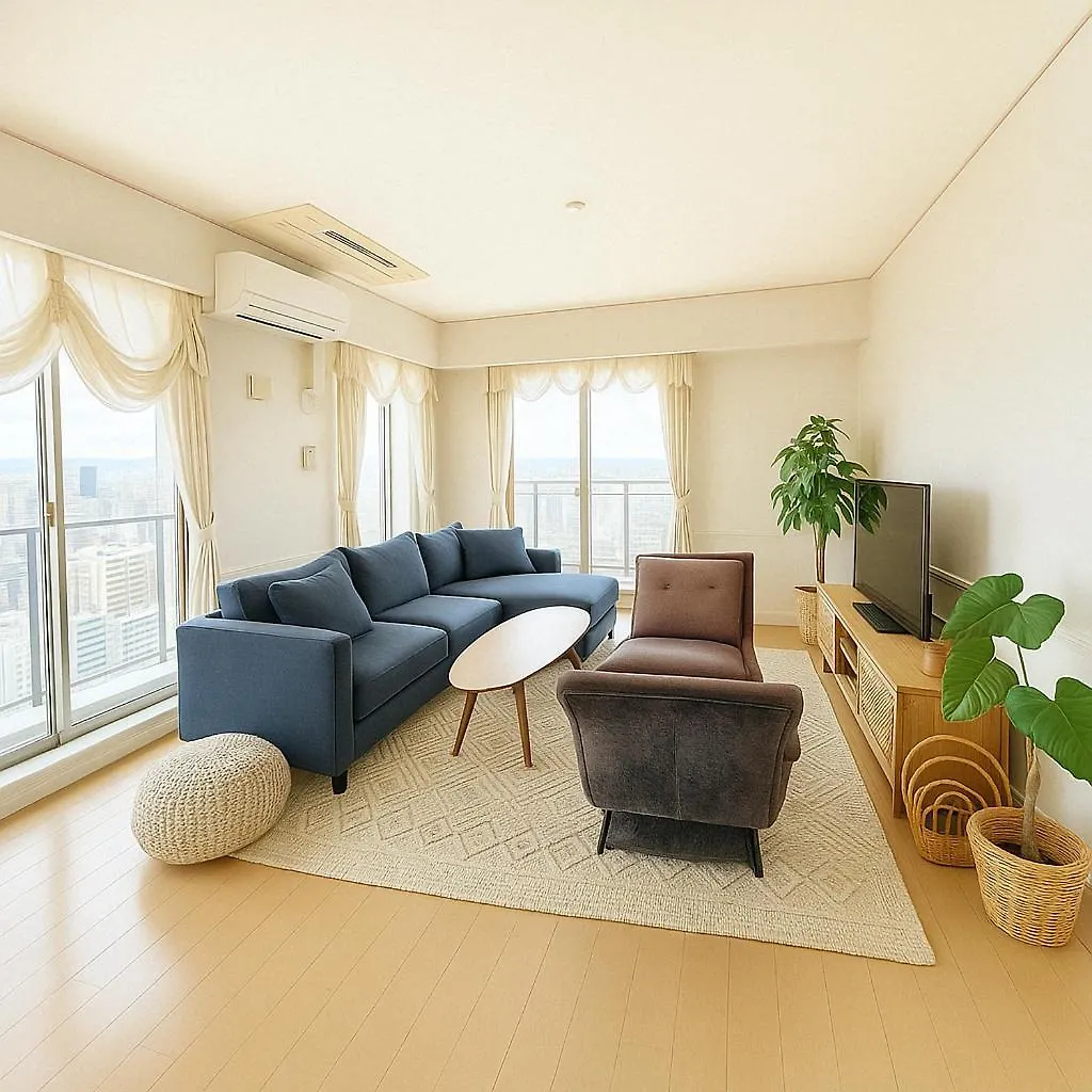 Luxury 3 Bedroom Namba Skyscraper - 400 Ft High & 300 Sq Ft Wrap Around Balcony - 112 Sq Meters - 1,200 Sq Ft - Parking - 180 Degrees City Views - 2024 Toyota Voxy Can Be Packaged With Ōsaka
